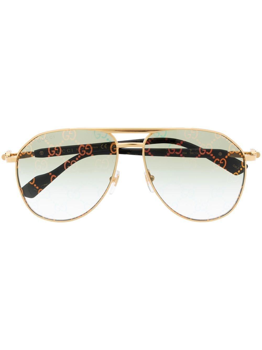 Pilot-frame Tinted Sunglasses In Gold Product Image