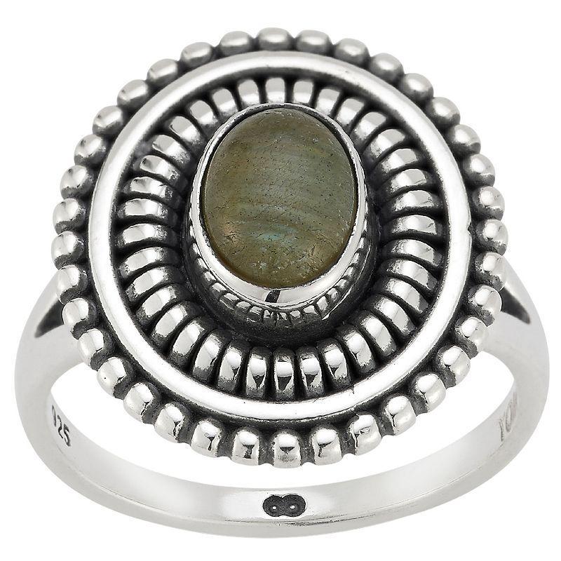 Sunkissed Sterling Sterling Silver Oxidized Oval Labradorite Ring, Womens Silver Tone Product Image