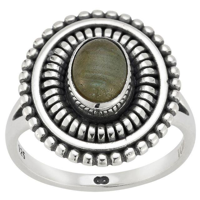 Sunkissed Sterling Sterling Silver Oxidized Oval Labradorite Ring, Womens Silver Tone Product Image