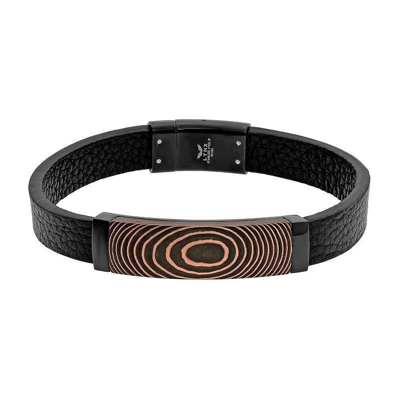 Mens LYNX Stainless Steel, Carbon Fiber, Copper Foil & Leather Bracelet Black Product Image