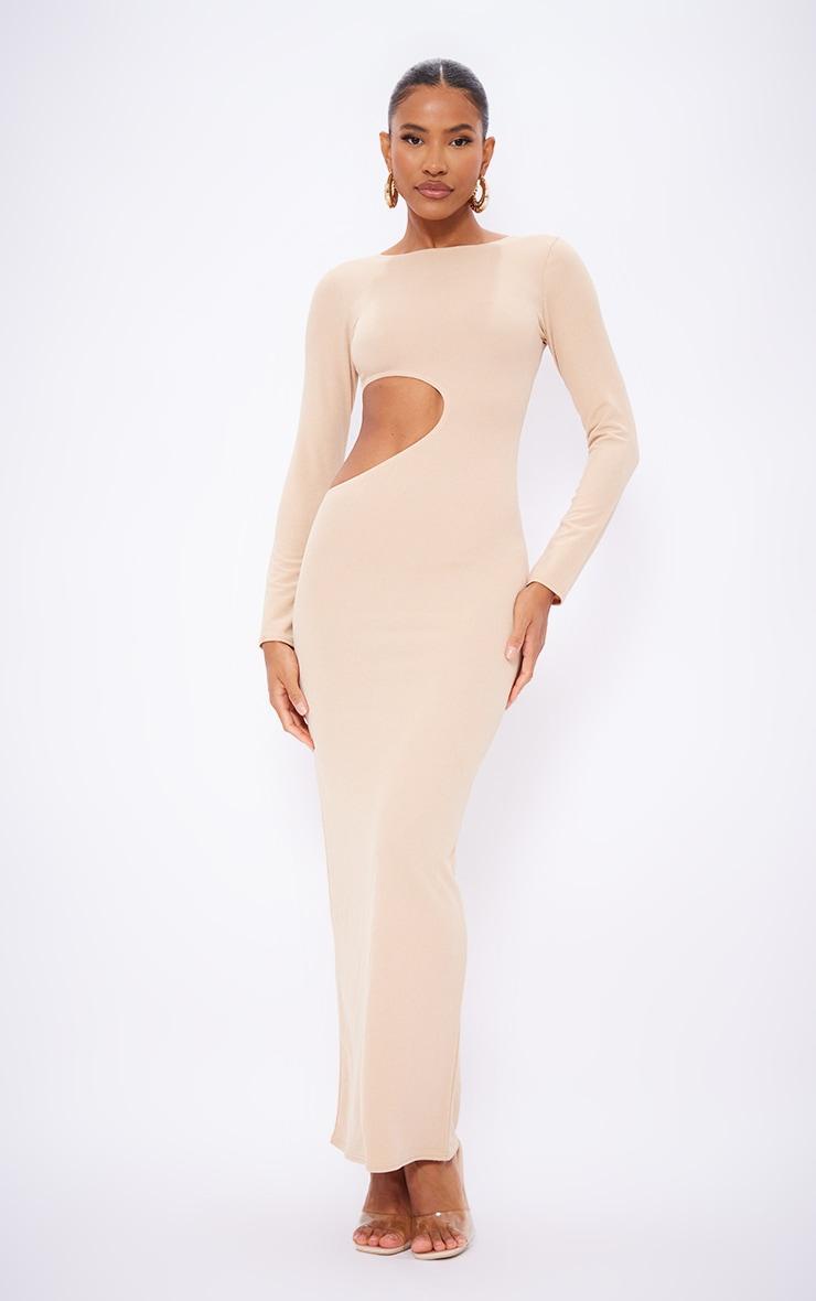 Stone Long Sleeve Cut Out Maxi Dress Product Image