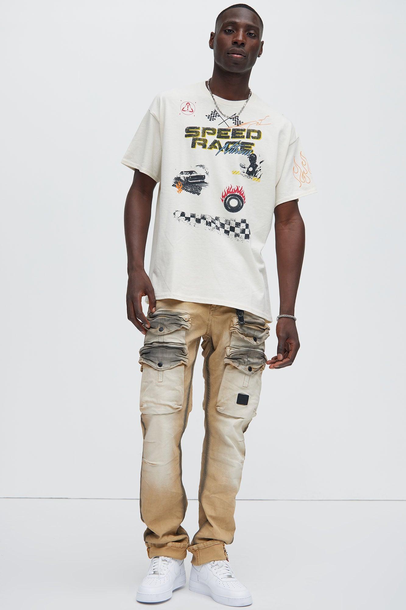 Speed Race Oversized Short Sleeve Tee - White Product Image