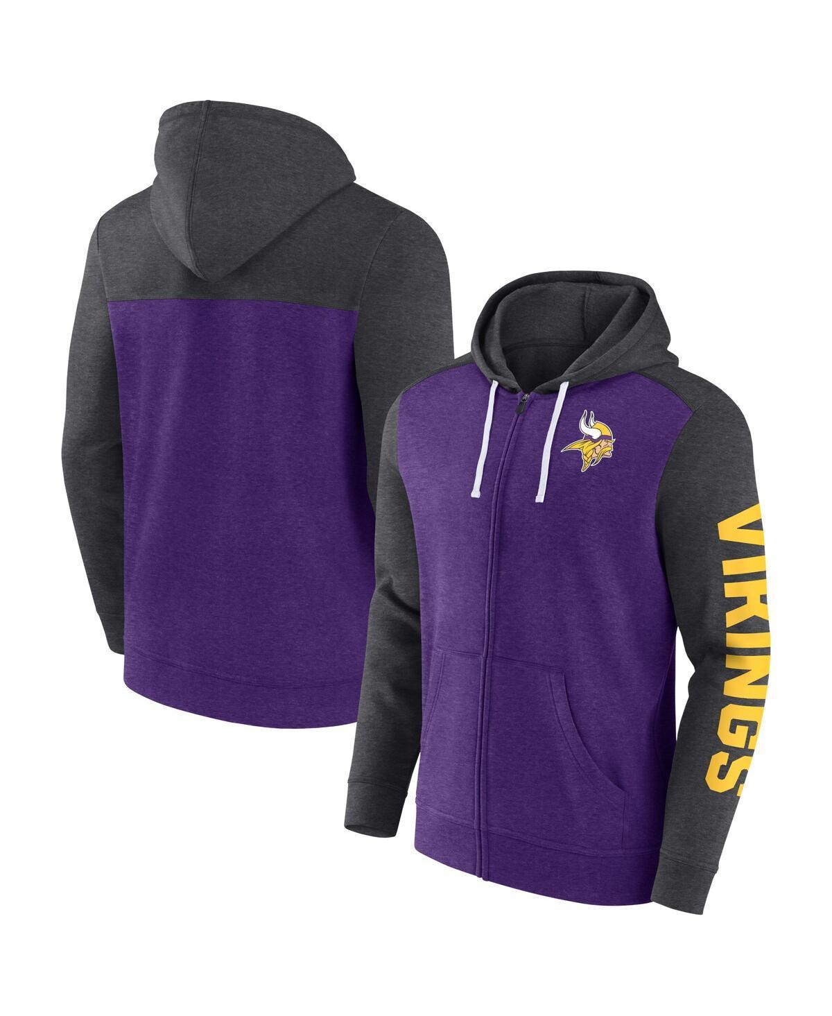 Fanatics Mens Heather Purple Minnesota Vikings Down and Distance Full-Zip Hoodie Product Image