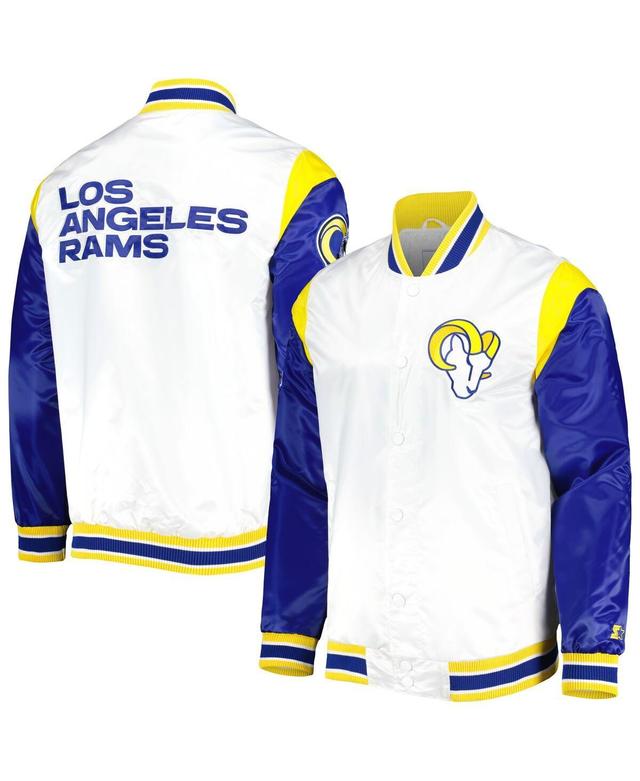 Mens Starter White Los Angeles Rams Throwback Warm Up Pitch Satin Full-Snap Varsity Jacket Product Image