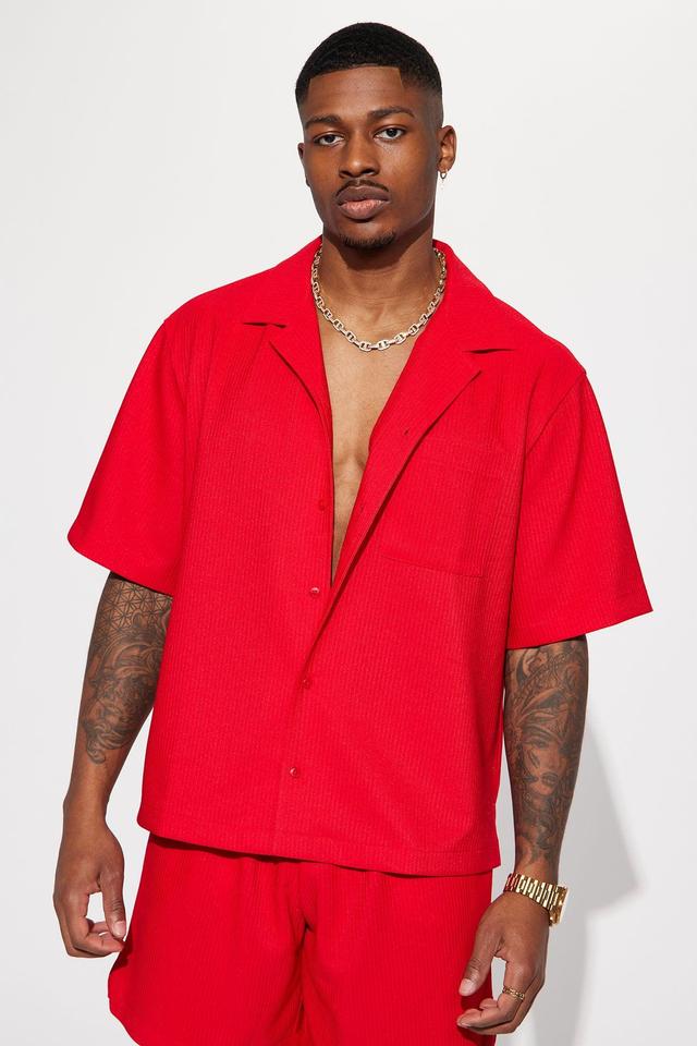 Show Up Short Sleeve Cuban Shirt - Red Product Image