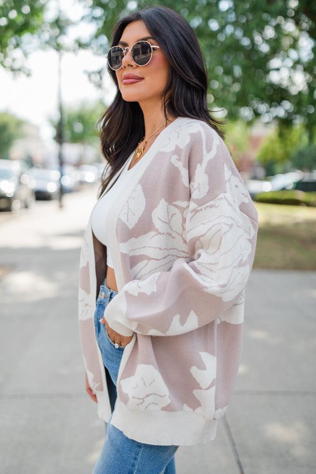 Trying Your Best Beige Floral Cardigan FINAL SALE Product Image