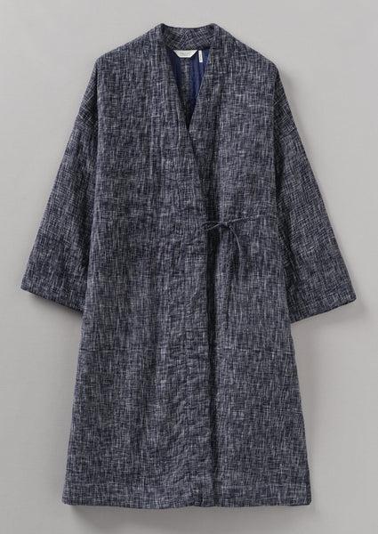 Hand Woven Crosshatch Kantha Gown | Deep Blue Product Image