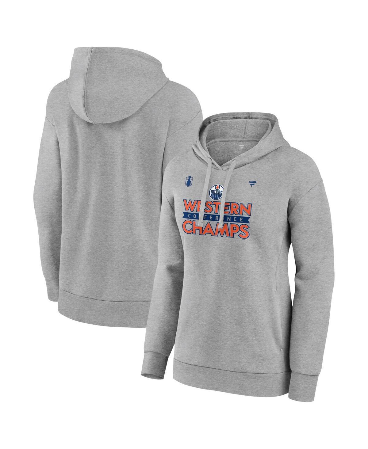 Fanatics Womens Steel Edmonton Oilers 2024 Western Conference Champions Locker Room Pullover Hoodie Product Image