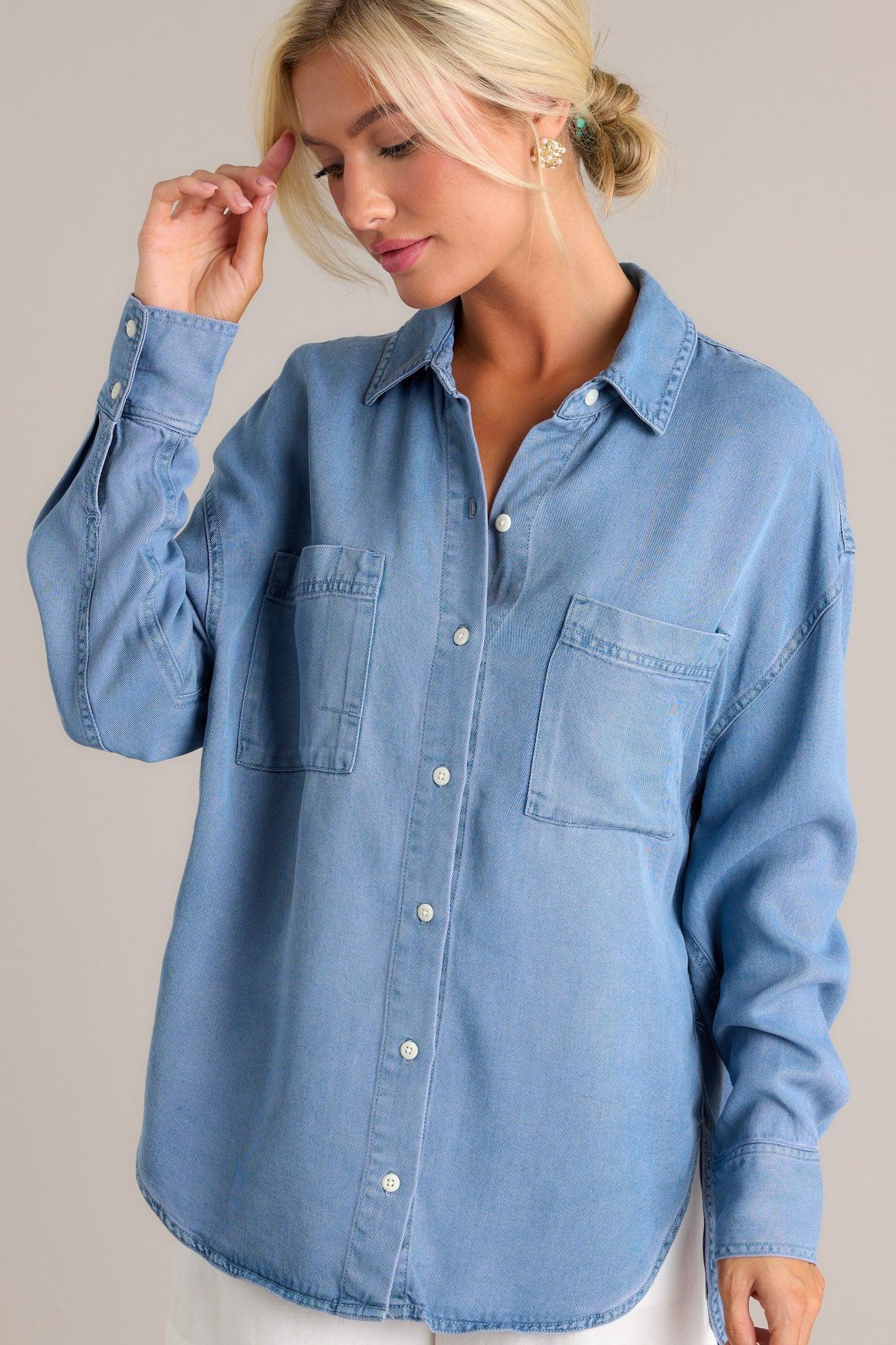 Z Supply Colbie Sun Bleached Chambray Top Product Image