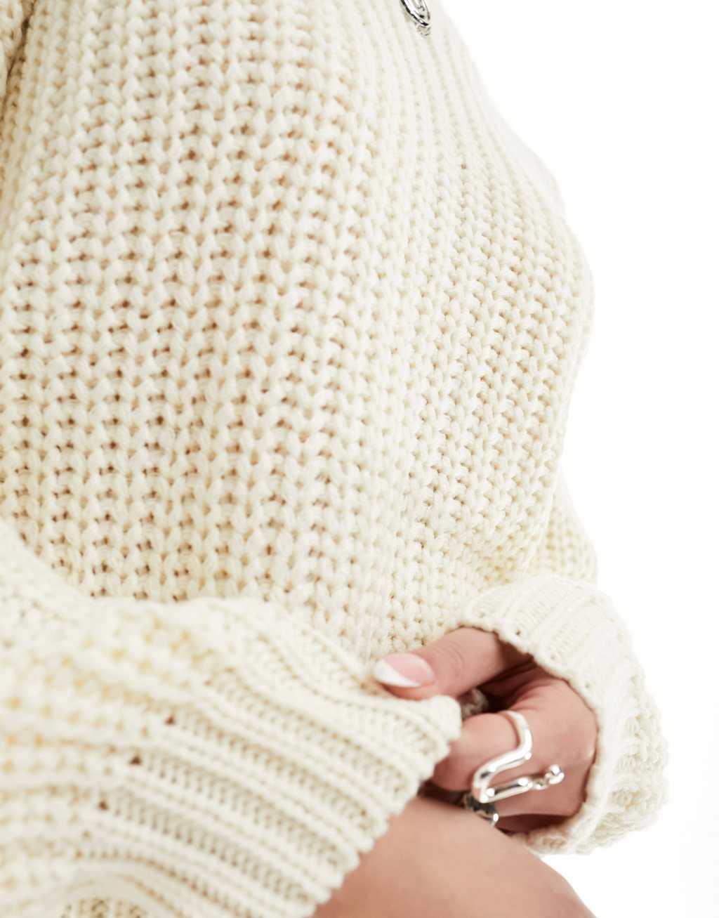 Noisy May open knit sweater in cream Product Image