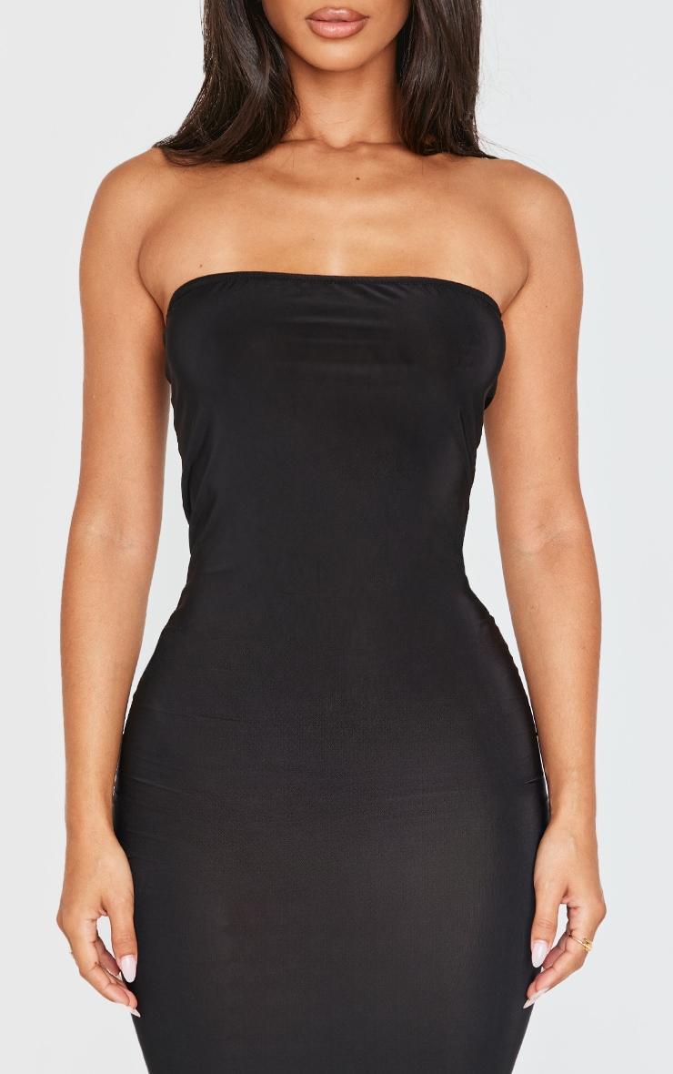 Petite Black Bandeau Jersey Midi Dress Product Image