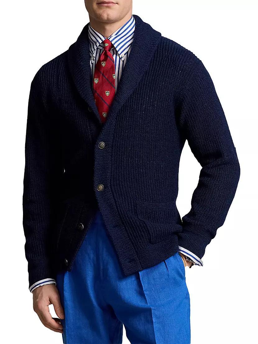 Linen & Cotton-Blend Button-Front Cardigan Product Image