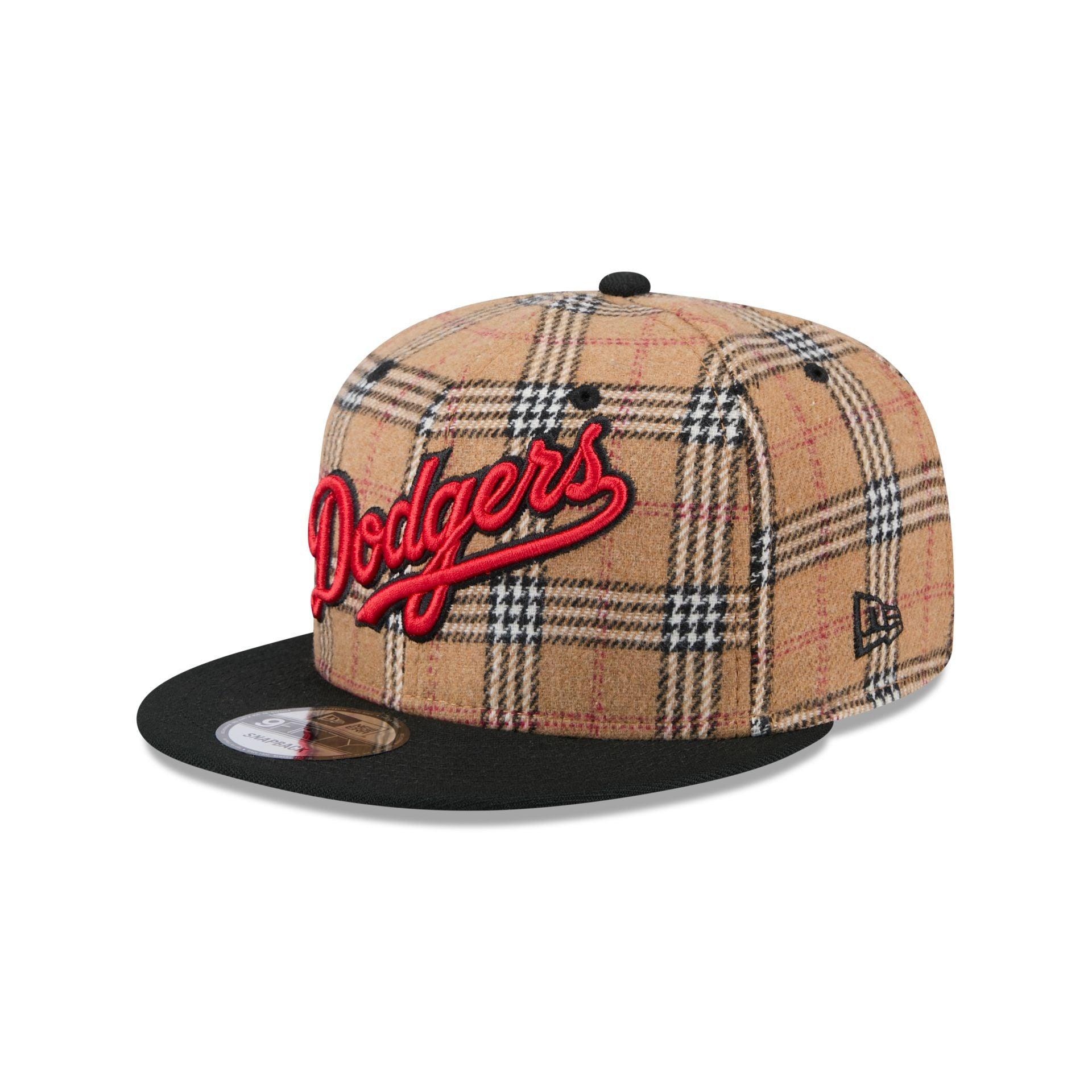 Los Angeles Dodgers Tan Tartan 9FIFTY Snapback Hat Male Product Image