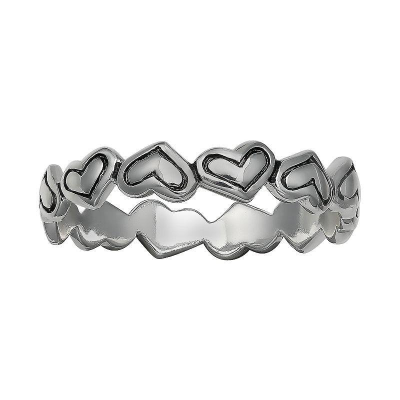 PRIMROSE Sterling Silver Oxidized Heart Ring, Womens Product Image