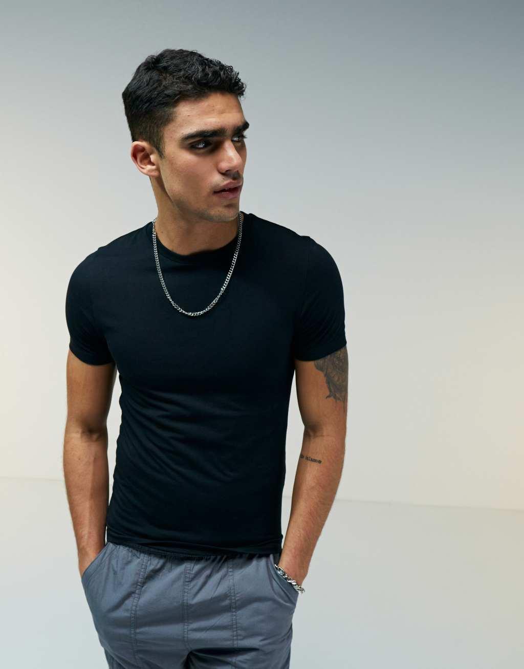 ASOS DESIGN muscle fit T-shirt in black Product Image