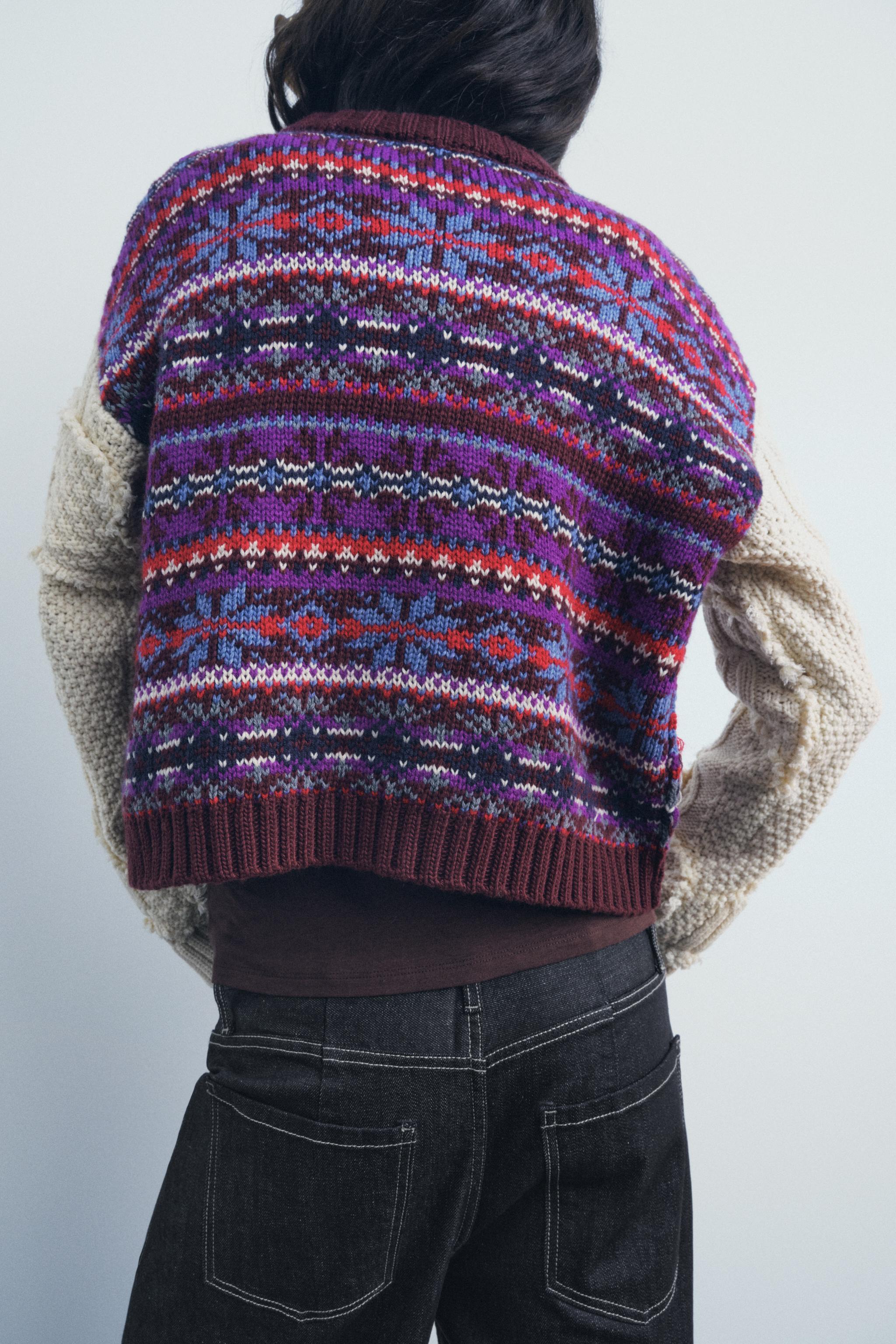 CONTRASTING KNIT JACQUARD SWEATER Product Image