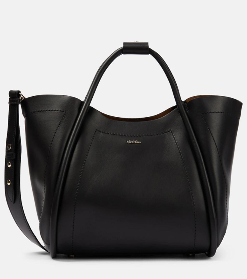 Medium Marin Leather Tote Bag In Black product image