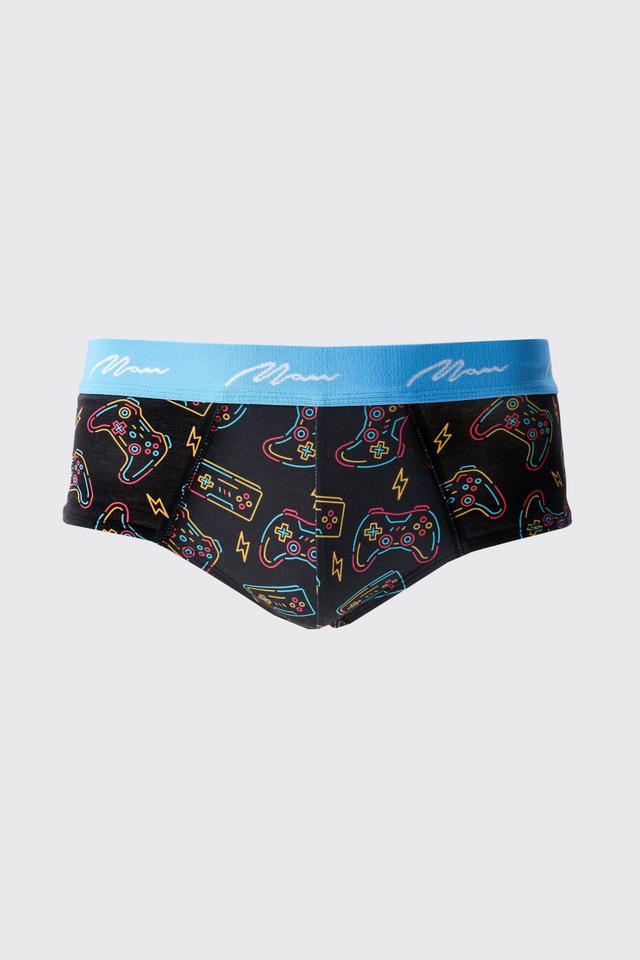 Man Gaming Printed Briefs | boohooMAN USA Product Image