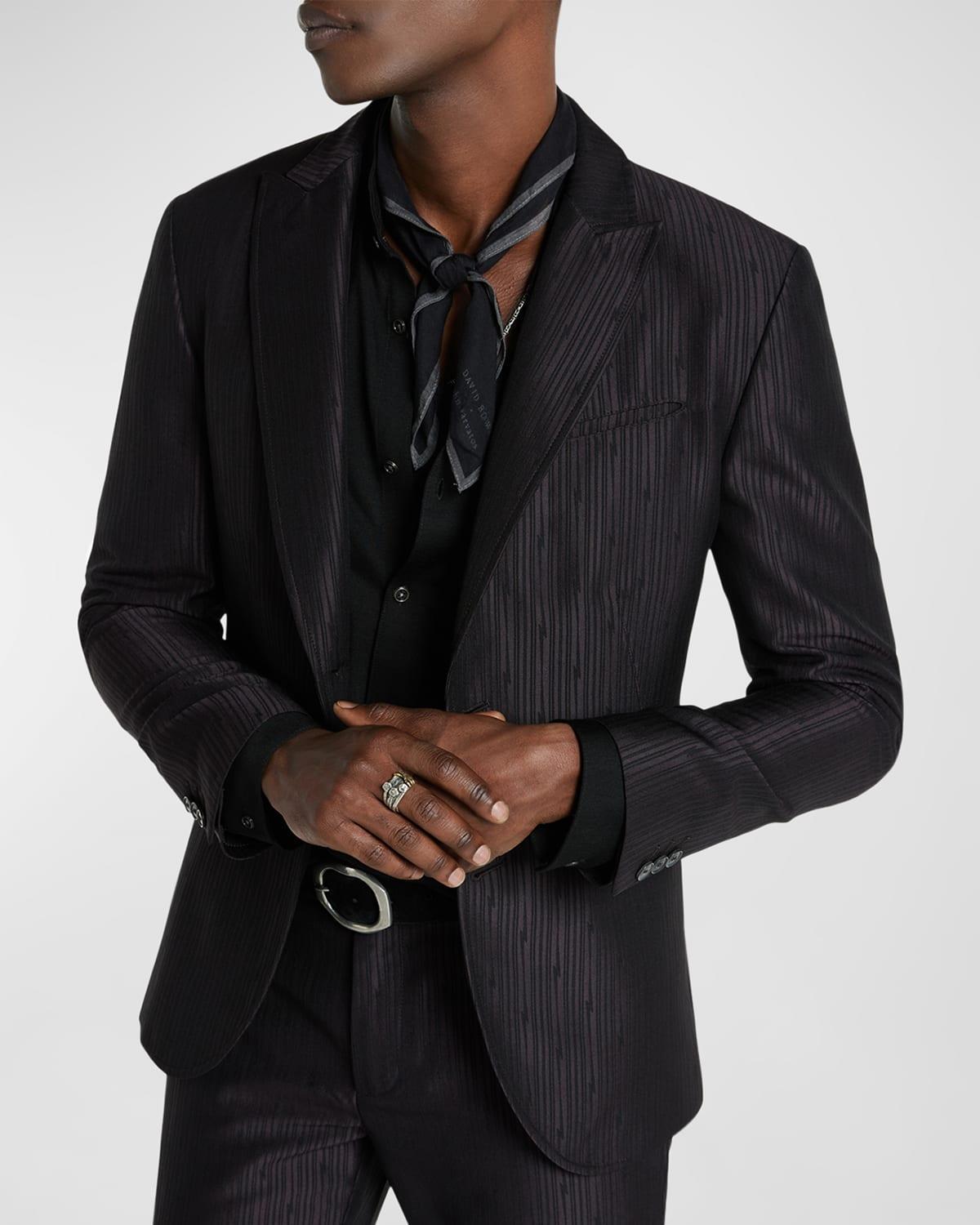 Mens Striped Jacquard Peak-Lapel Sport Coat Product Image