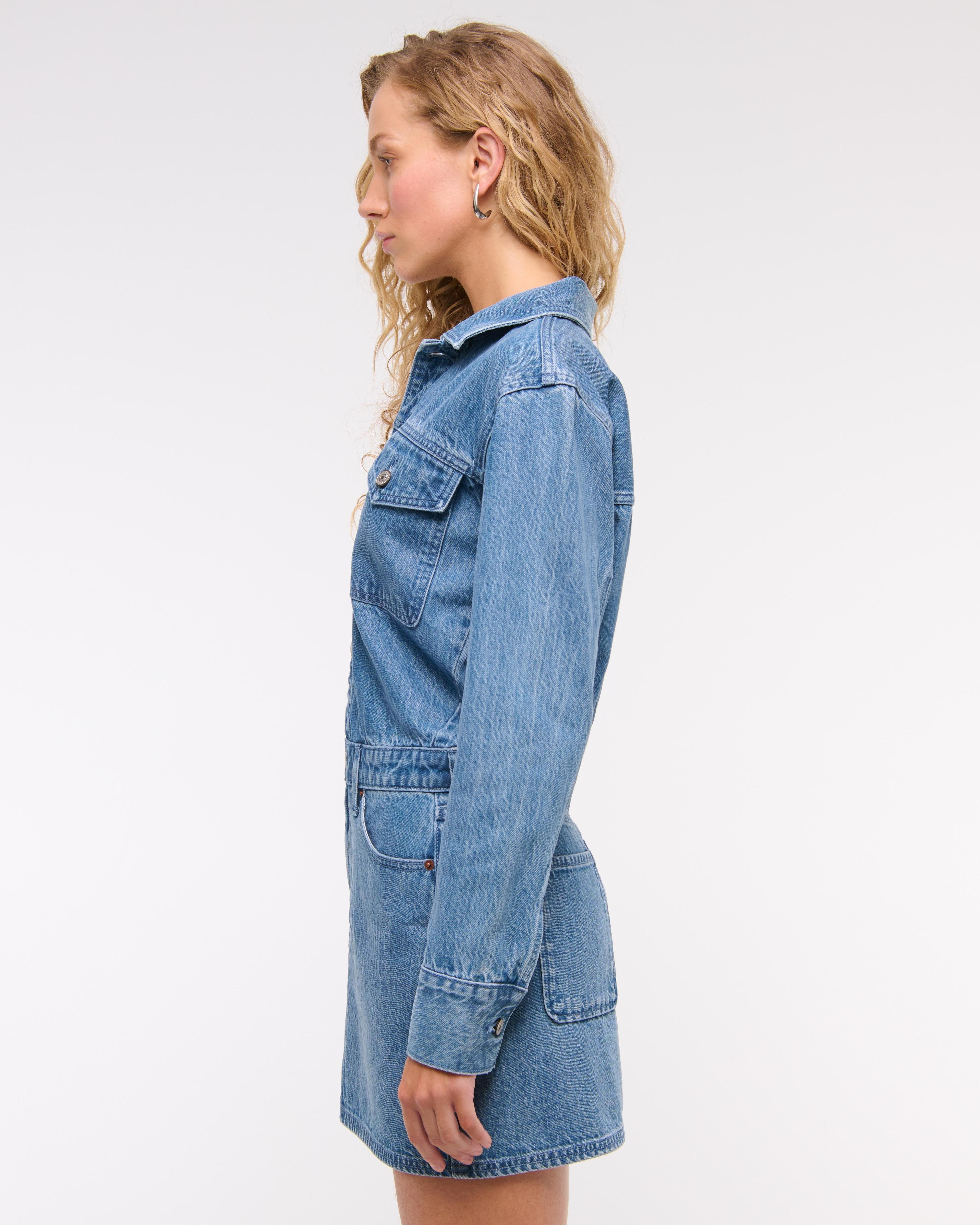 Long-Sleeve Denim Shirt Dress Product Image