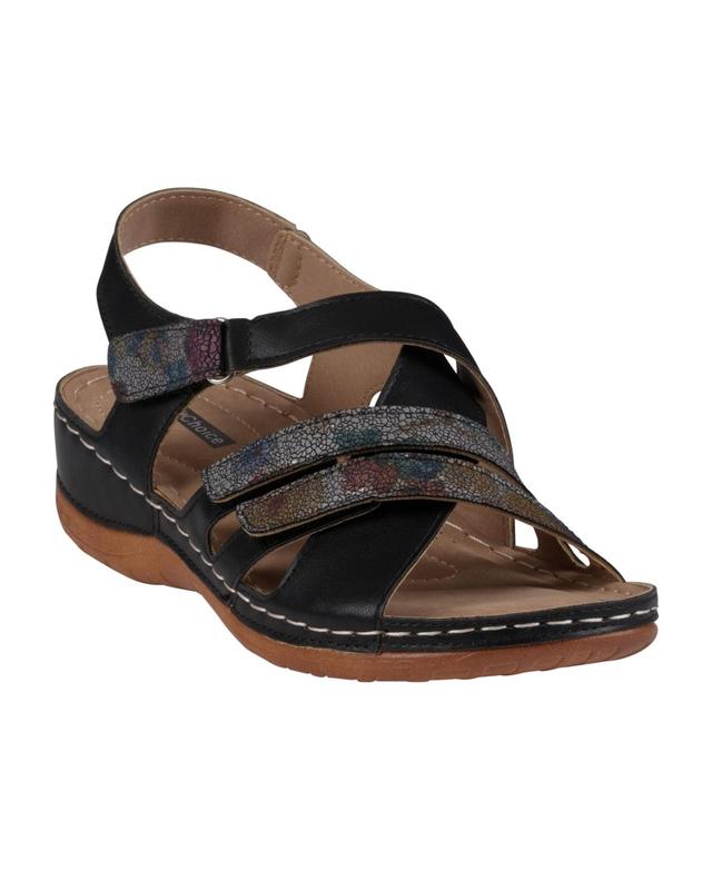 Gc Shoes Womens Dalary Strappy Stay-Put Two-Tone Comfort Flat Sandals Product Image