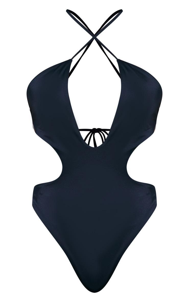 Black Cut Out Cross Front Swimsuit Product Image