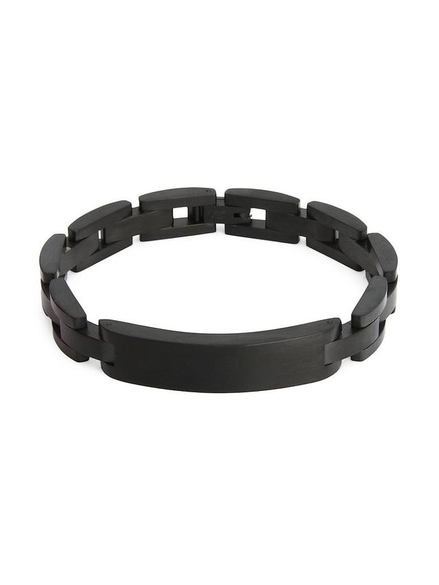 Mens Black Stainless Steel ID Bar Bracelet Product Image