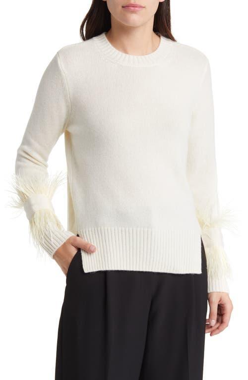 KOBI HALPERIN Billie Feather Trim Cashmere Sweater Product Image