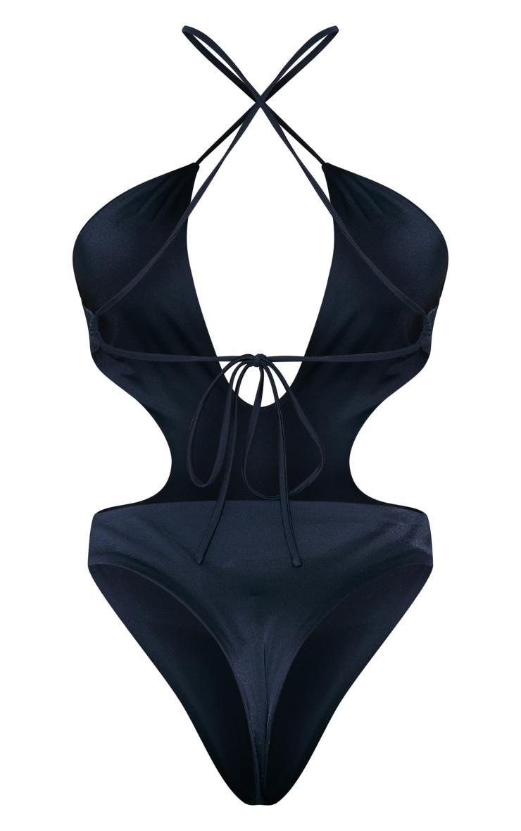 Black Cut Out Cross Front Swimsuit Product Image