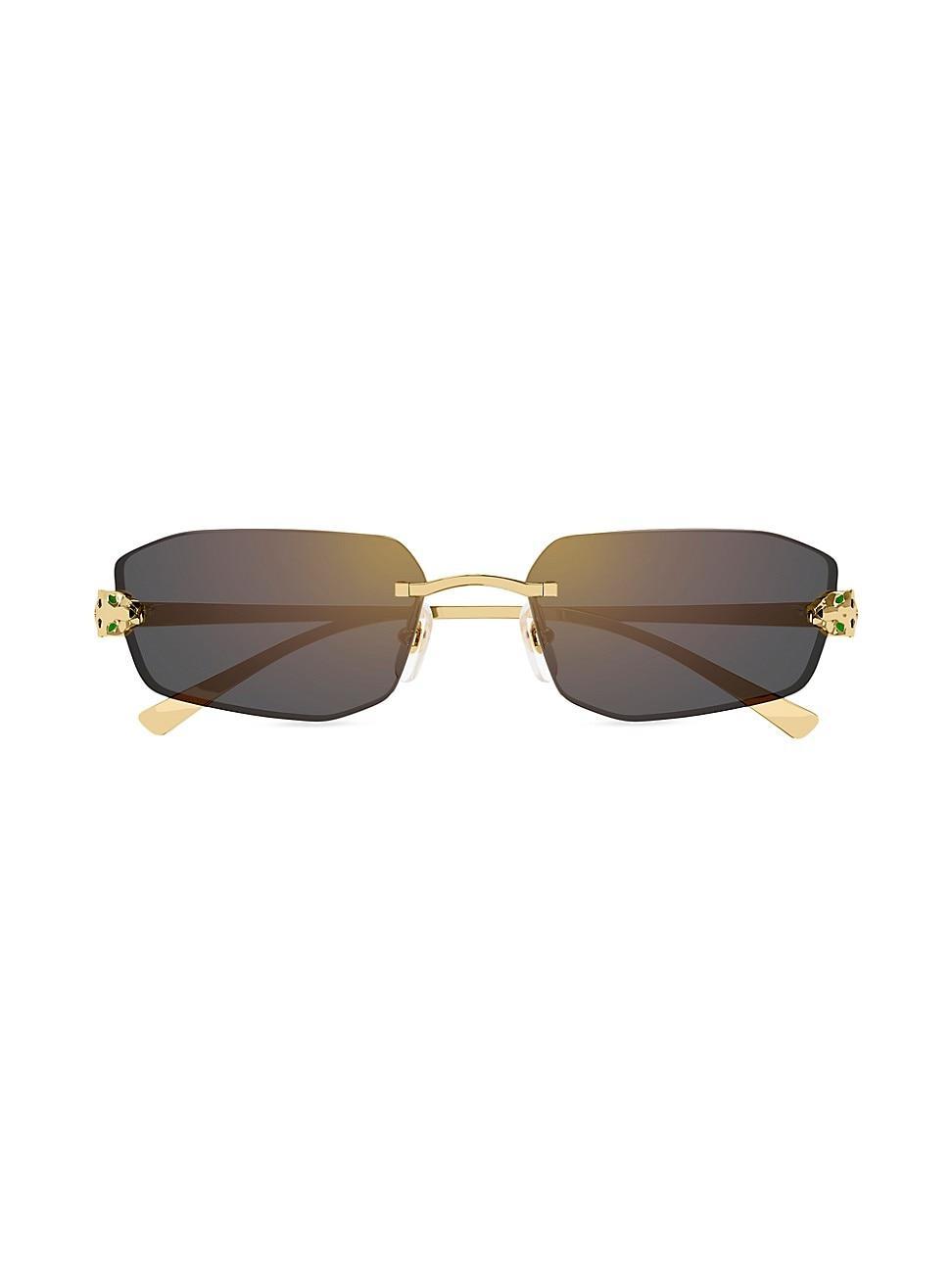 Womens Panthre Classic 56MM 24K-Gold-Plated Metal Rimless Geometric Sunglasses Product Image