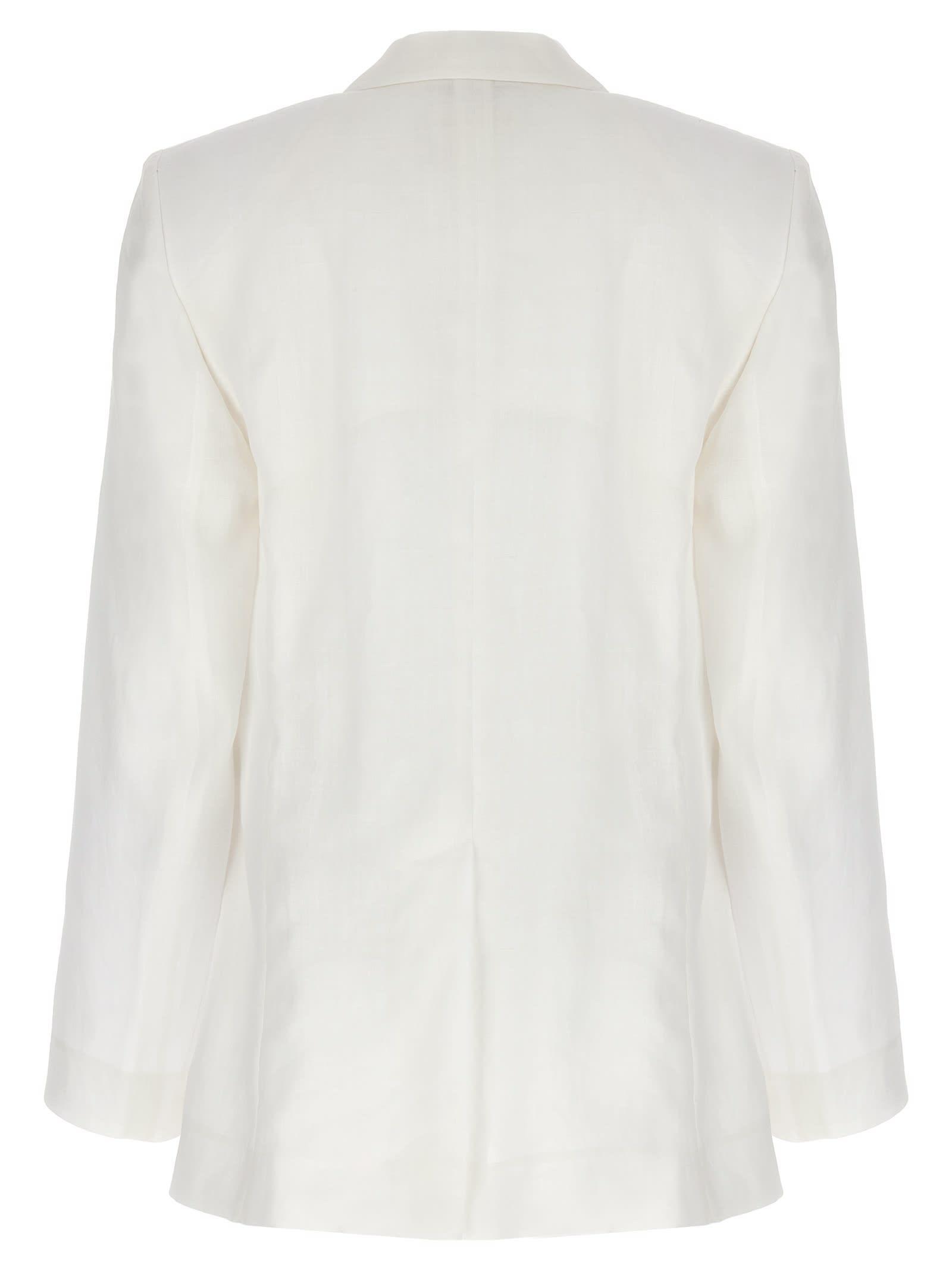 Double-breasted Blazer In White Product Image