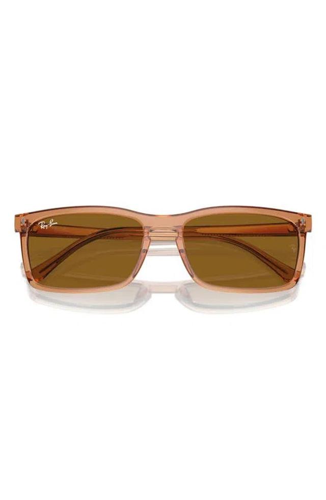 RAY BAN 59mm Rectangular Sunglasses In Transparent Brown Product Image