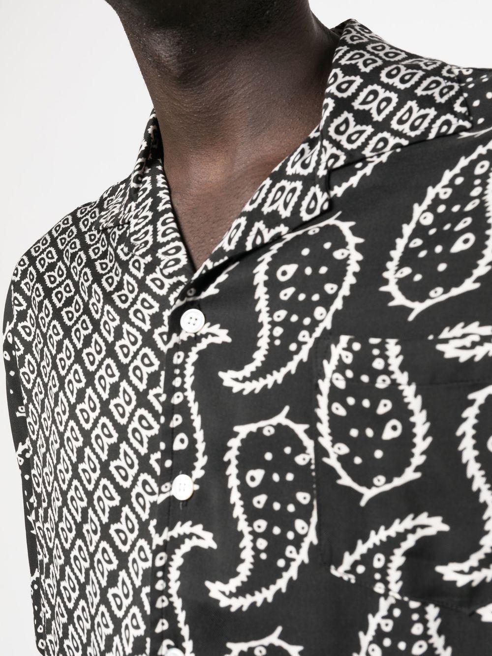 RHUDE Bandana Print Short Sleeve Button-up Camp Shirt In Black Product Image