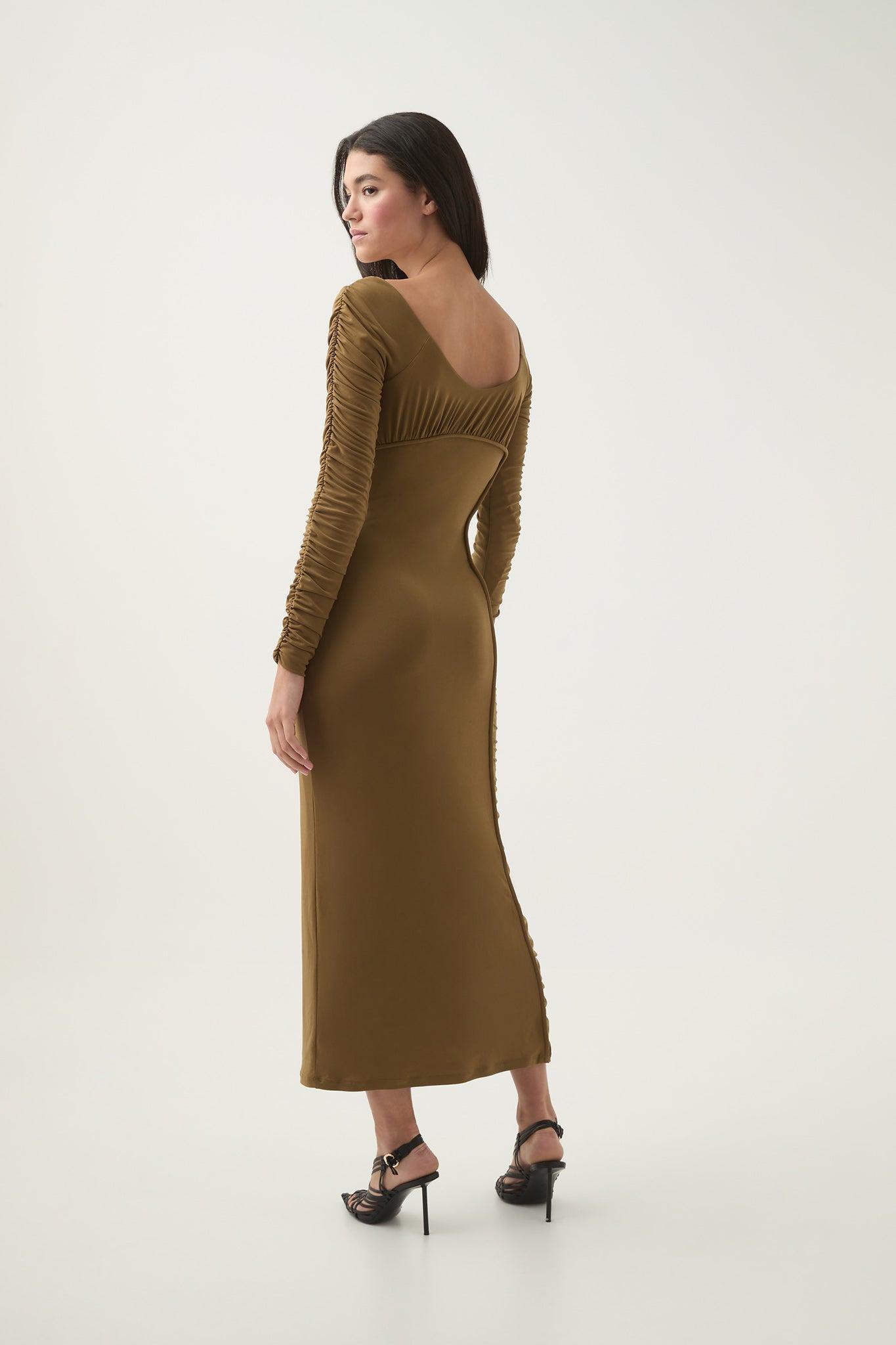 Cini Gathered Midi Dress Product Image