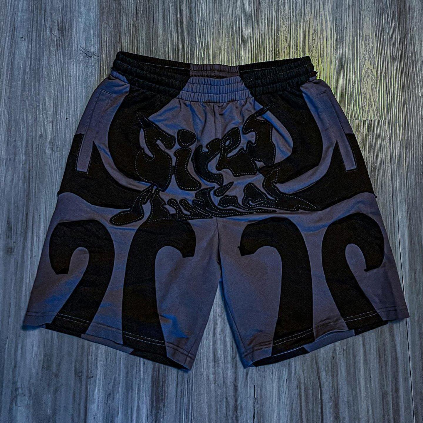 Vintage Street Patchwork Graphics Drawstring Shorts Product Image