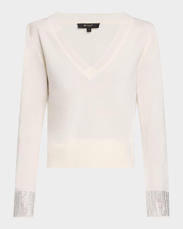 Ilyse Crystal-Cuff Wool and Cashmere Sweater Product Image