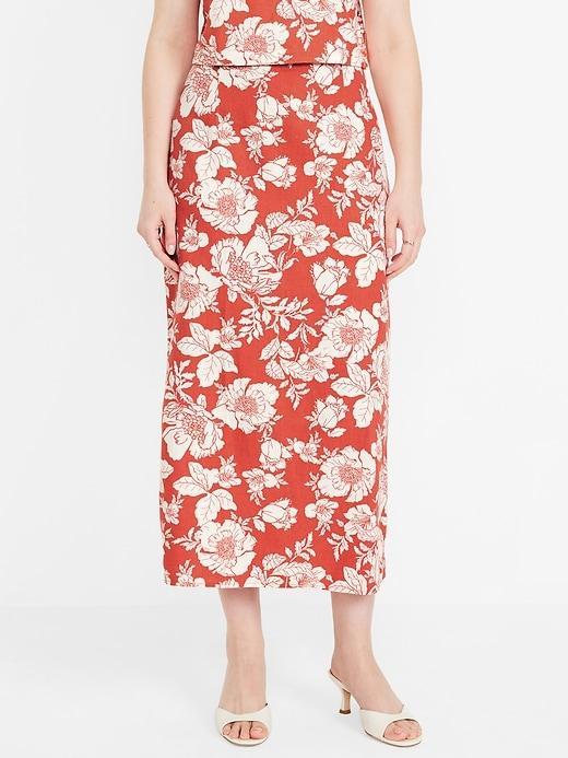 High-Waisted Linen-Blend Maxi Skirt Product Image