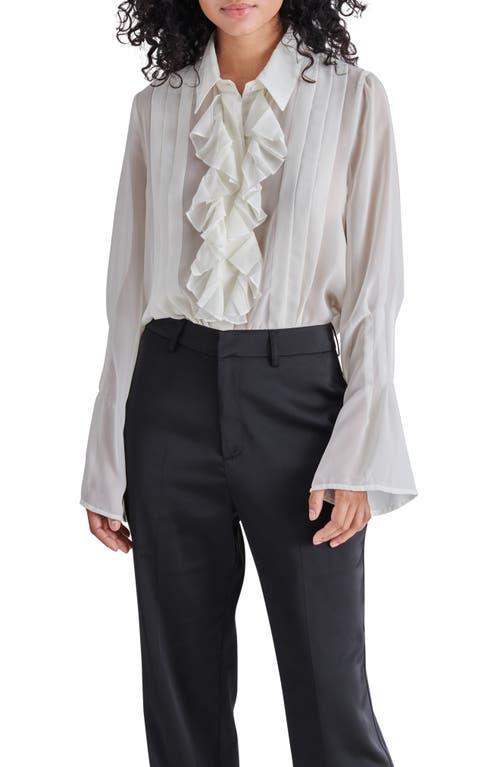 Steve Madden Aurora Ruffle Pleated Chiffon Button-Up Shirt Product Image