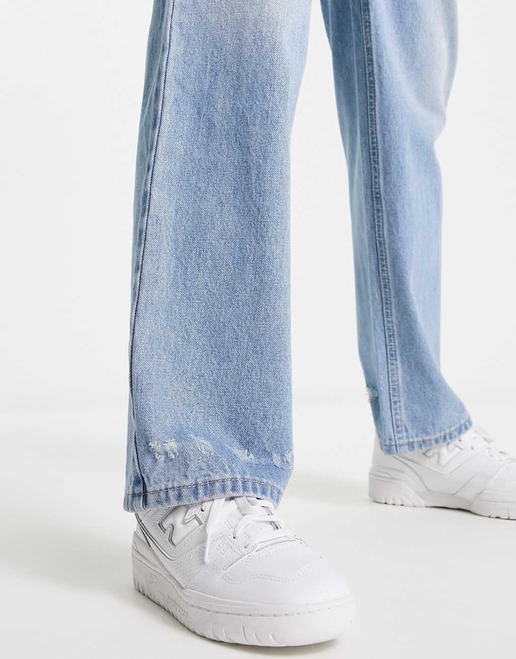 Signature 8 straight leg jeans in mid wash blue Product Image