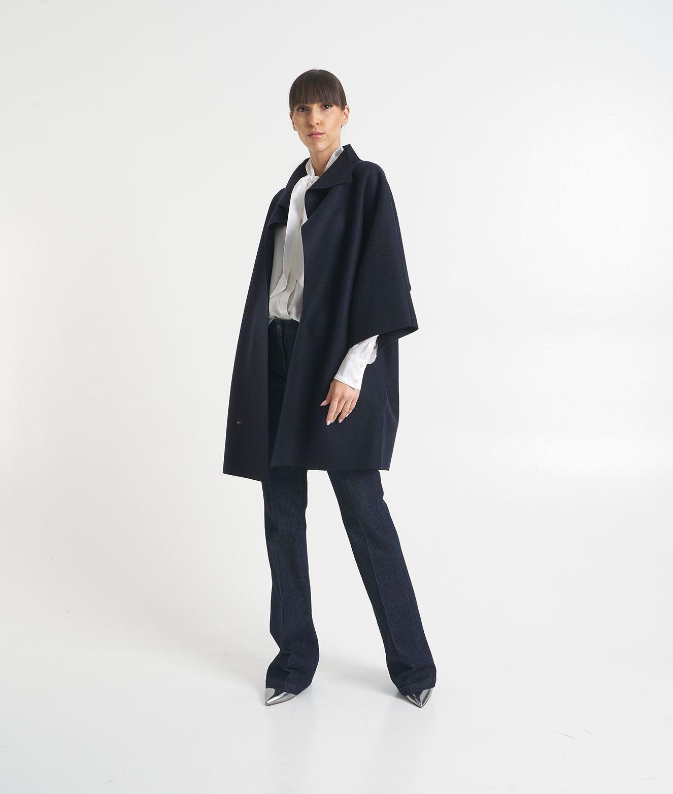 Drop-shoulder coat in pressed wool Product Image