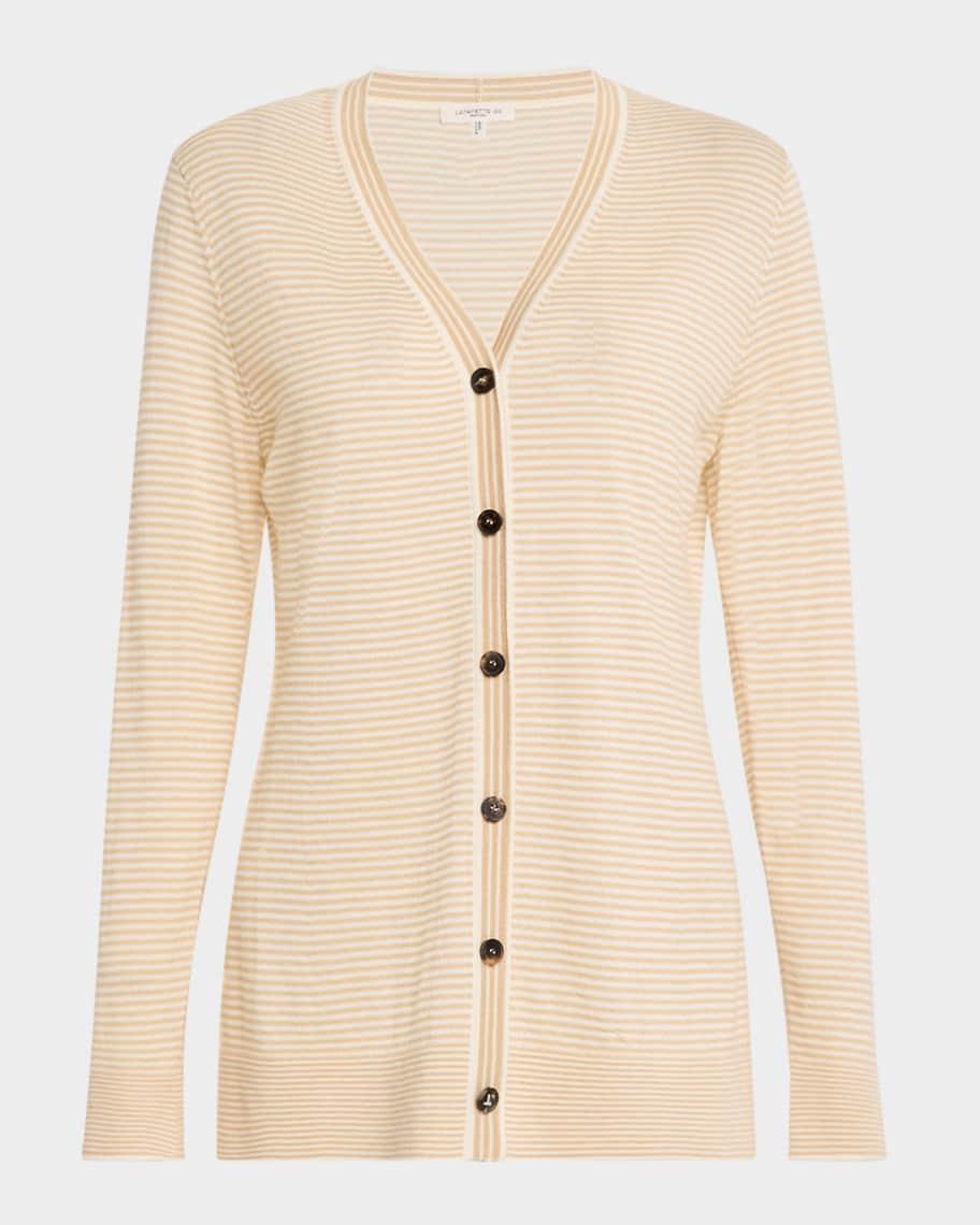 Striped Button-Down Cashmere Cardigan Product Image