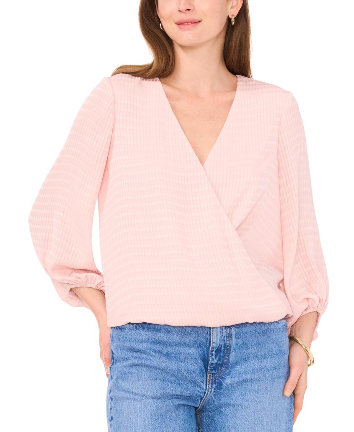 Vince Camuto Womens Faux-Wrap Long-Sleeve Top product image