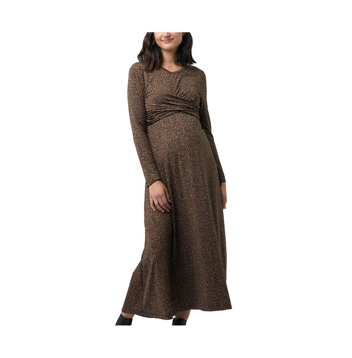 Ripe Maternity Shae Animal Print Cross Front Long Sleeve Maternity Dress Product Image