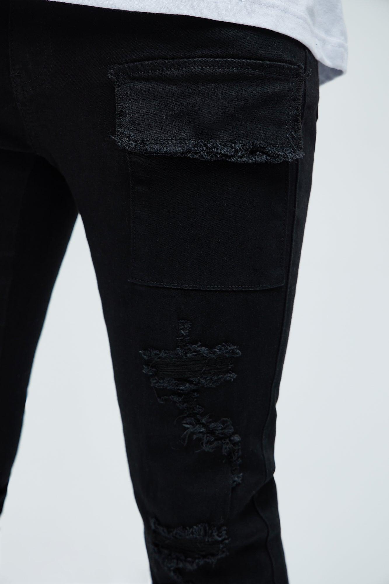 Spot On Stacked Skinny Flare Jeans - Black Product Image