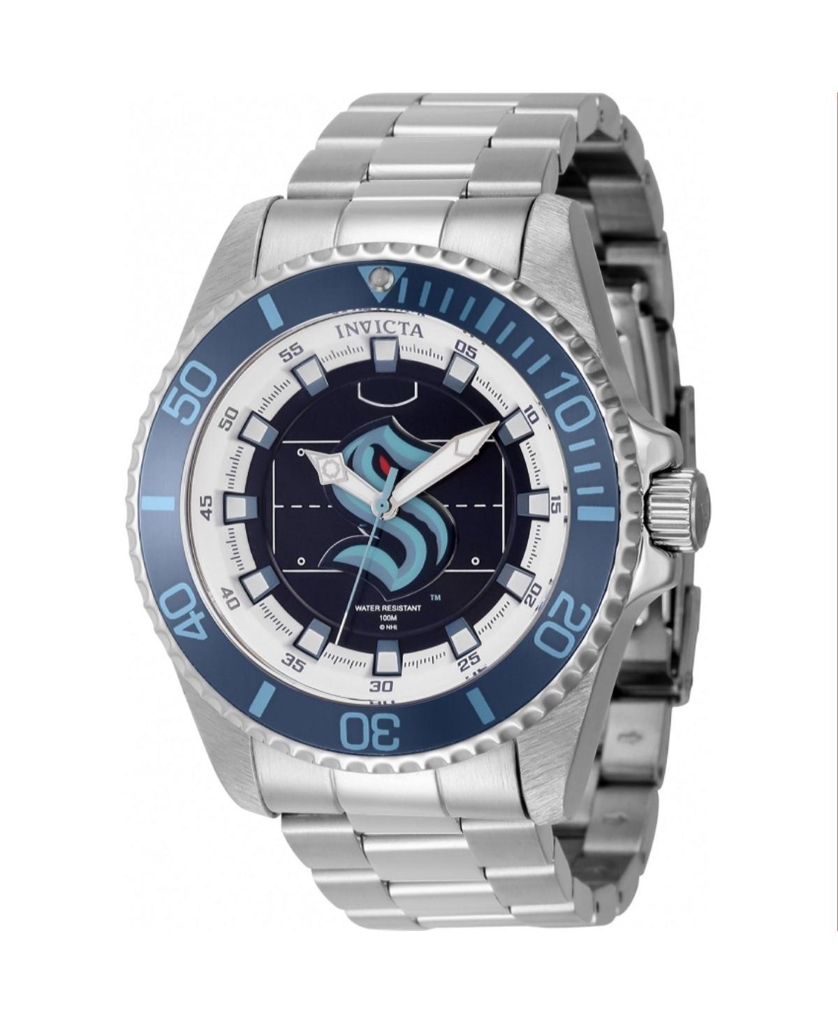 Invicta Mens 42248 Nhl Seattle Kraken Quartz 3 Hand White, Silver, Blue, Red, Dark Blue Dial Watch - Silver Product Image