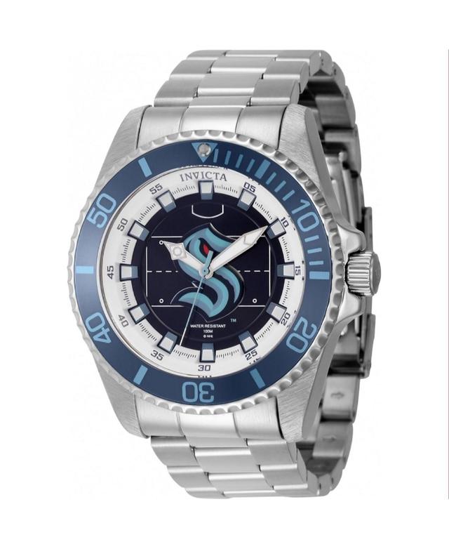 Invicta Mens 42248 Nhl Seattle Kraken Quartz 3 Hand White, Silver, Blue, Red, Dark Blue Dial Watch - Silver Product Image