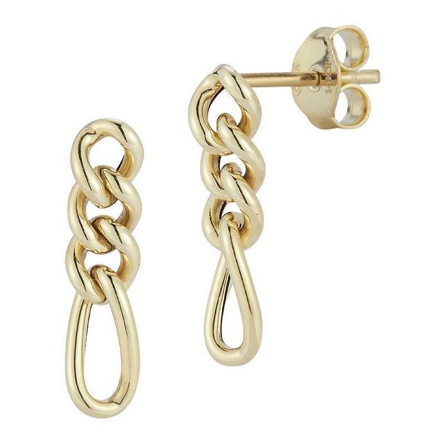 LUMINOR GOLD 14k Gold Figaro Chain Drop Earrings, Womens, Yellow Product Image