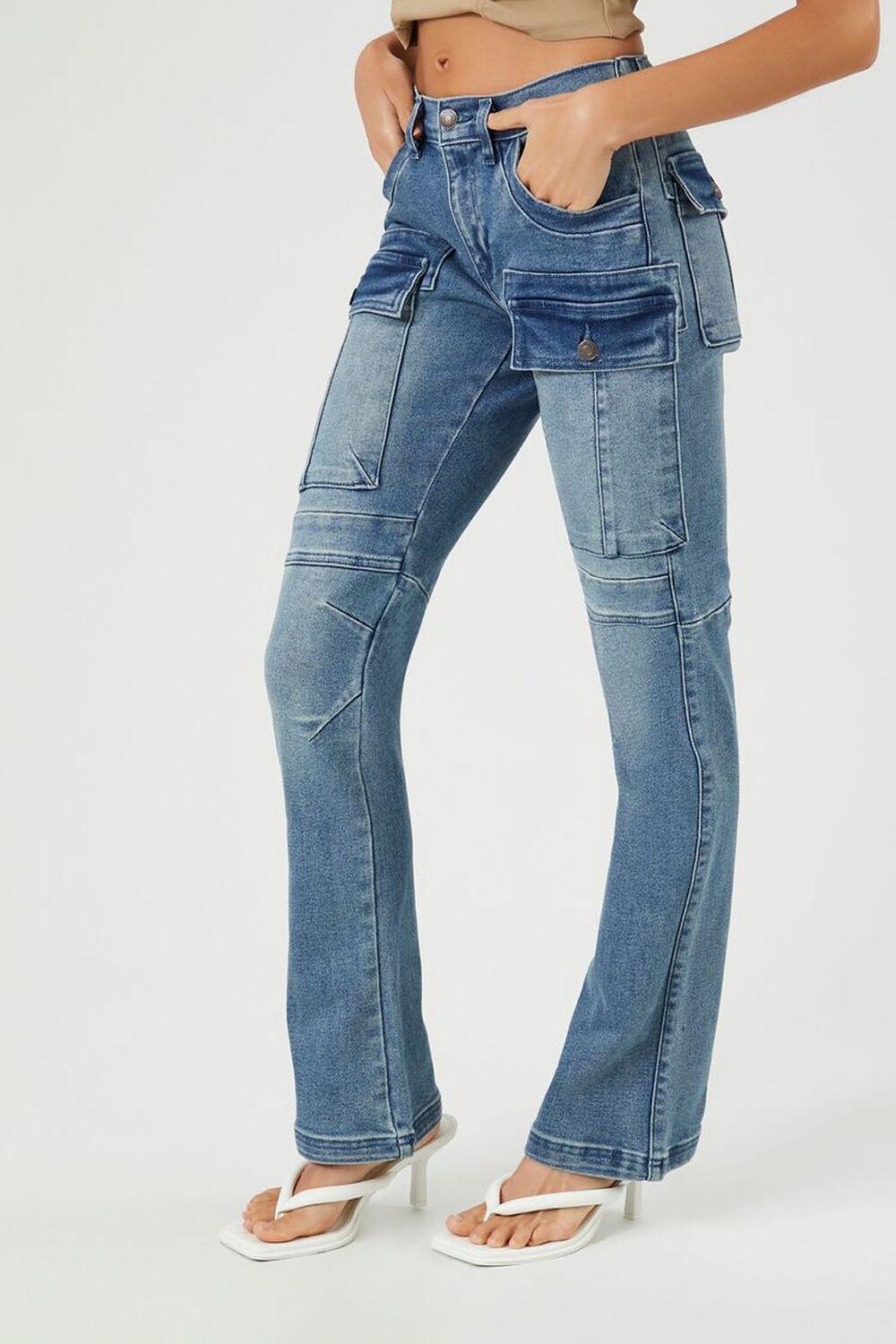 Stretch-Denim Cargo Bootcut Jeans | Forever 21 Product Image