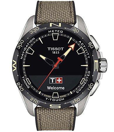 Tissot Mens T-Touch Connect Solar Beige Chronograph Fabric Strap Smart Watch Product Image