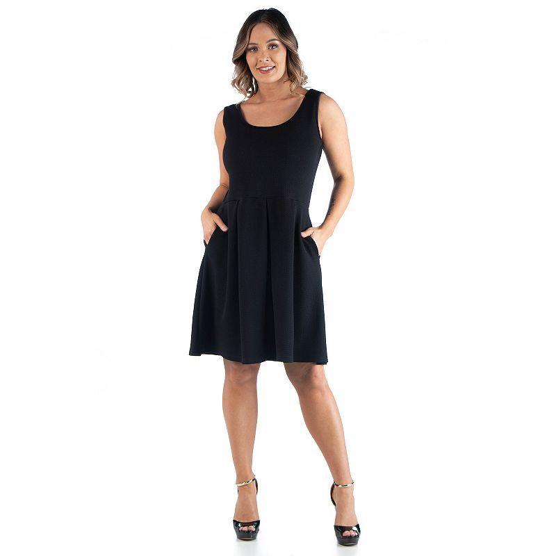 Plus Size 24seven Comfort Apparel Sleeveless Fit and Flare Dress with Pockets, Womens Product Image